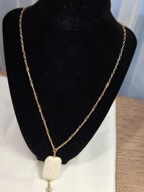 Coastal Tassel Necklace by Lilly Pulitzer Gold Tone White Stone